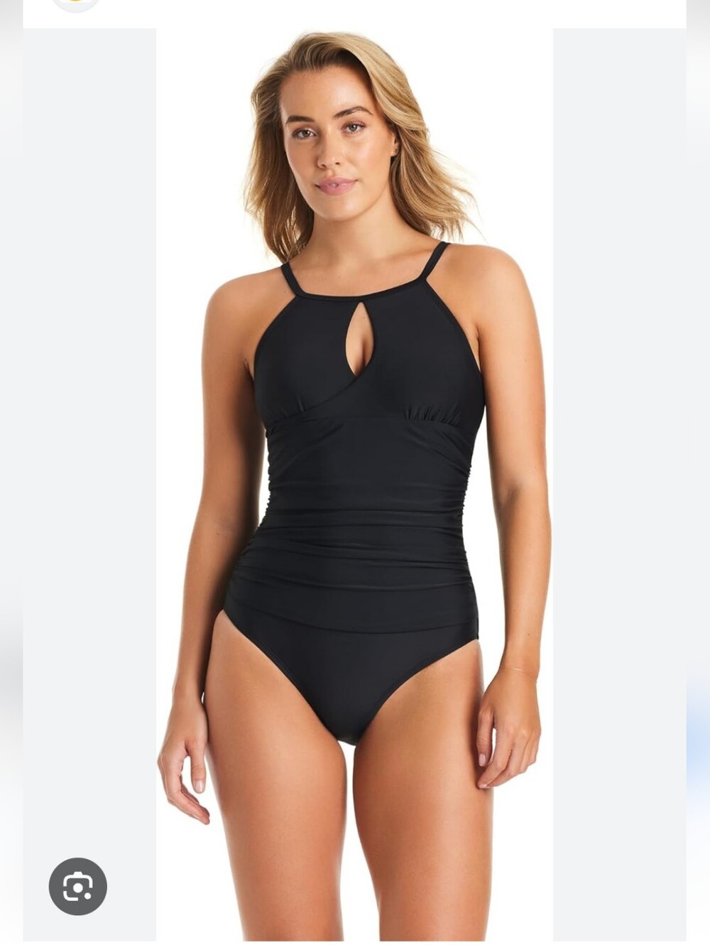 kathy ireland Keyhole High Neck One Piece, Black Swimsuit. NWT. Sz 6